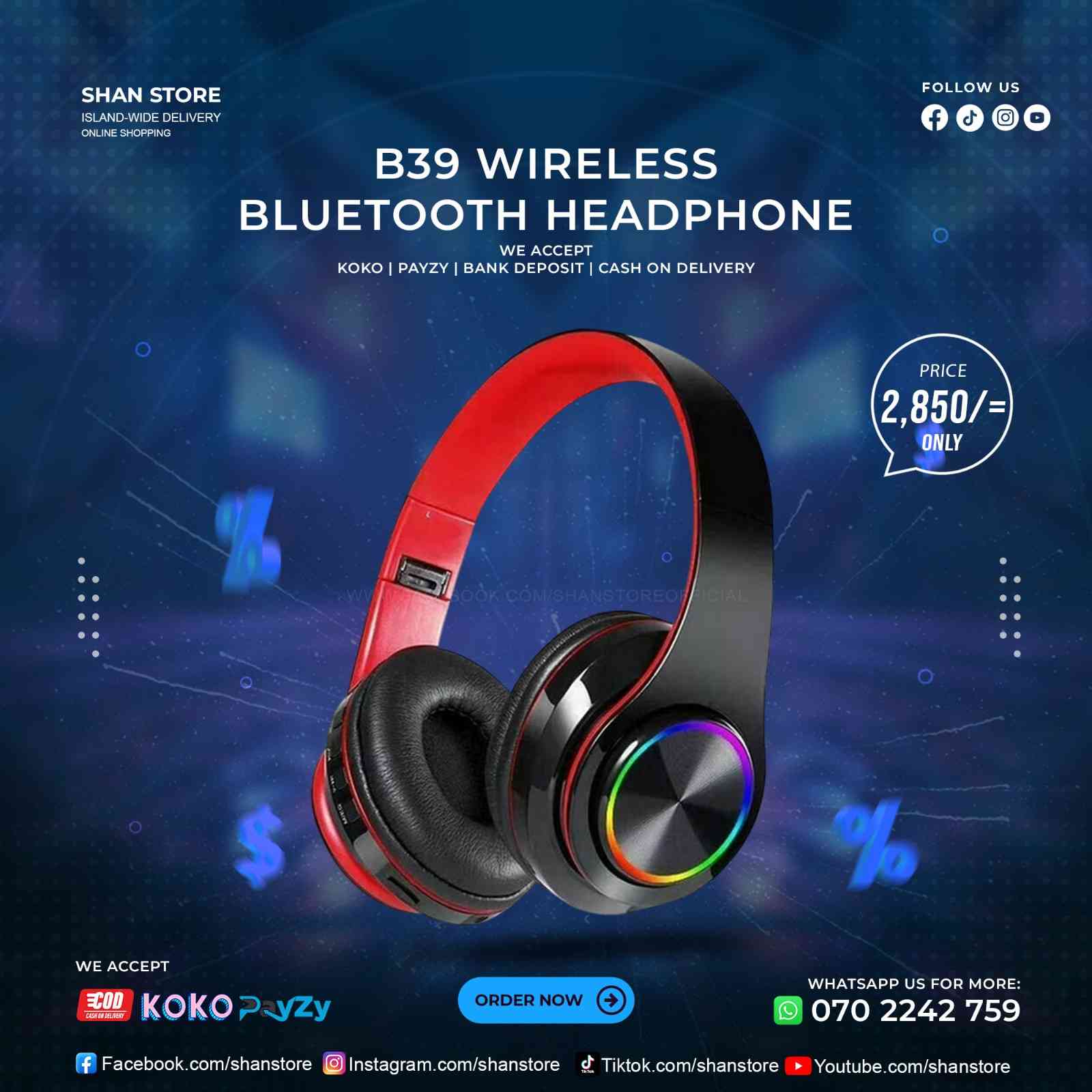 B39 Wireless Bluetooth Headphone Shan Store