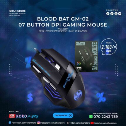 Blood BAT GM-02 RGB Gaming Mouse 07 Button DPI 3600