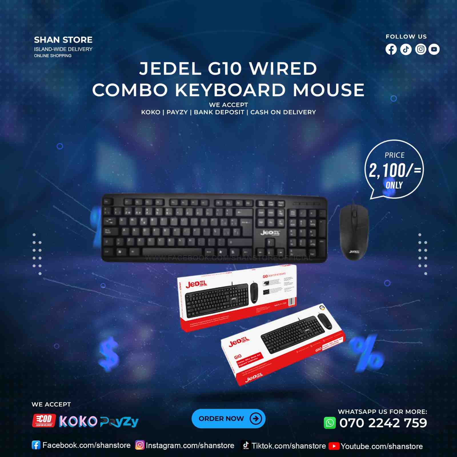 Jedel G10 Keyboard Mouse Combo Wired Shan Store