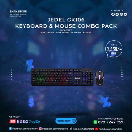 Jedel GK106 Gaming Keyboard Mouse Combo Wired Shan Store