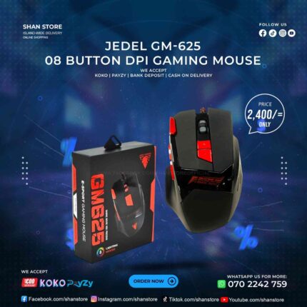 Jedel GM-625 RGB Gaming Mouse 08 Button DPI 3600 Shan Store