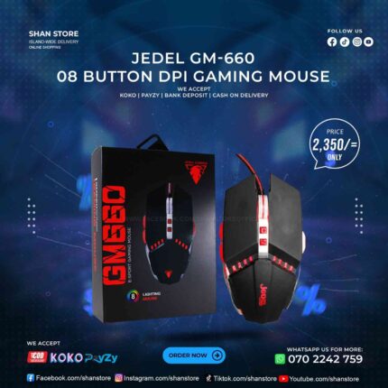 Jedel GM-660 RGB Gaming Mouse 08 Button DPI 3600 Shan Store