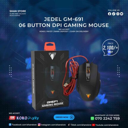 Jedel GM-691 RGB Gaming Mouse 06 Button DPI 3600 Shan Store