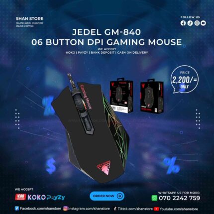 Jedel GM-840 RGB Gaming Mouse 06 Button DPI 3600 Shan Store