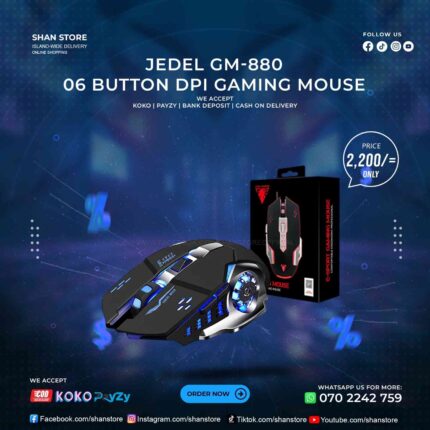 Jedel GM-880 RGB Gaming Mouse 06 Button DPI 3600 Shan Store