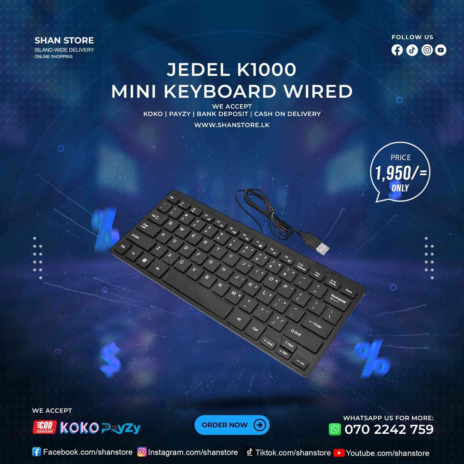 Jedel K1000 Mini Keyboard Wired Jedel K1000 Mini Keyboard Wired