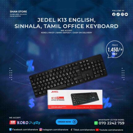 Jedel K13 English, Tamil, Sinhala Office Keyboard 03 Language Shan Store