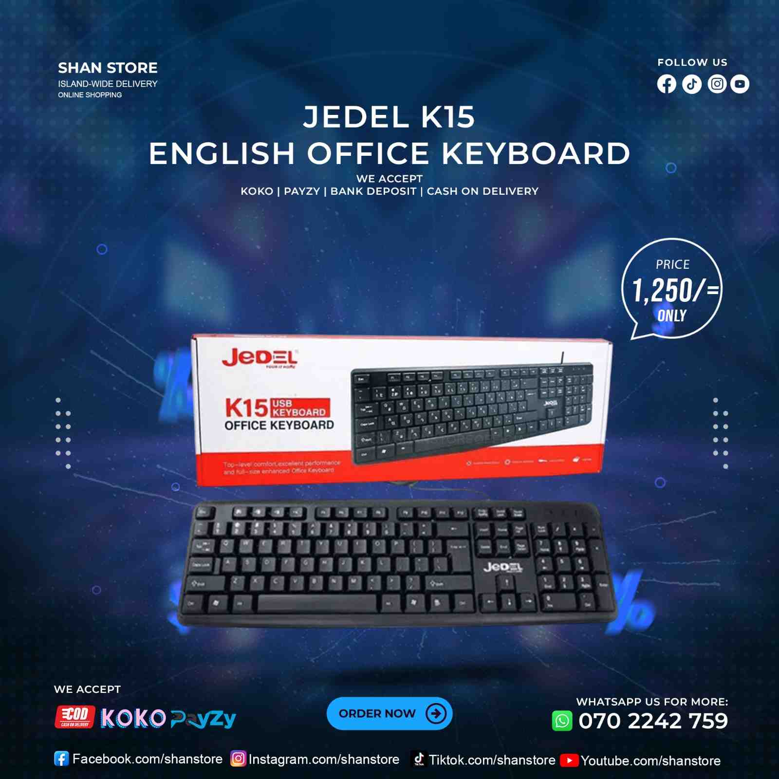 Jedel K15 English Office Keyboard Shan Store