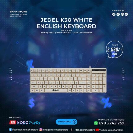 Jedel K30 White English Office Keyboard Shan Store