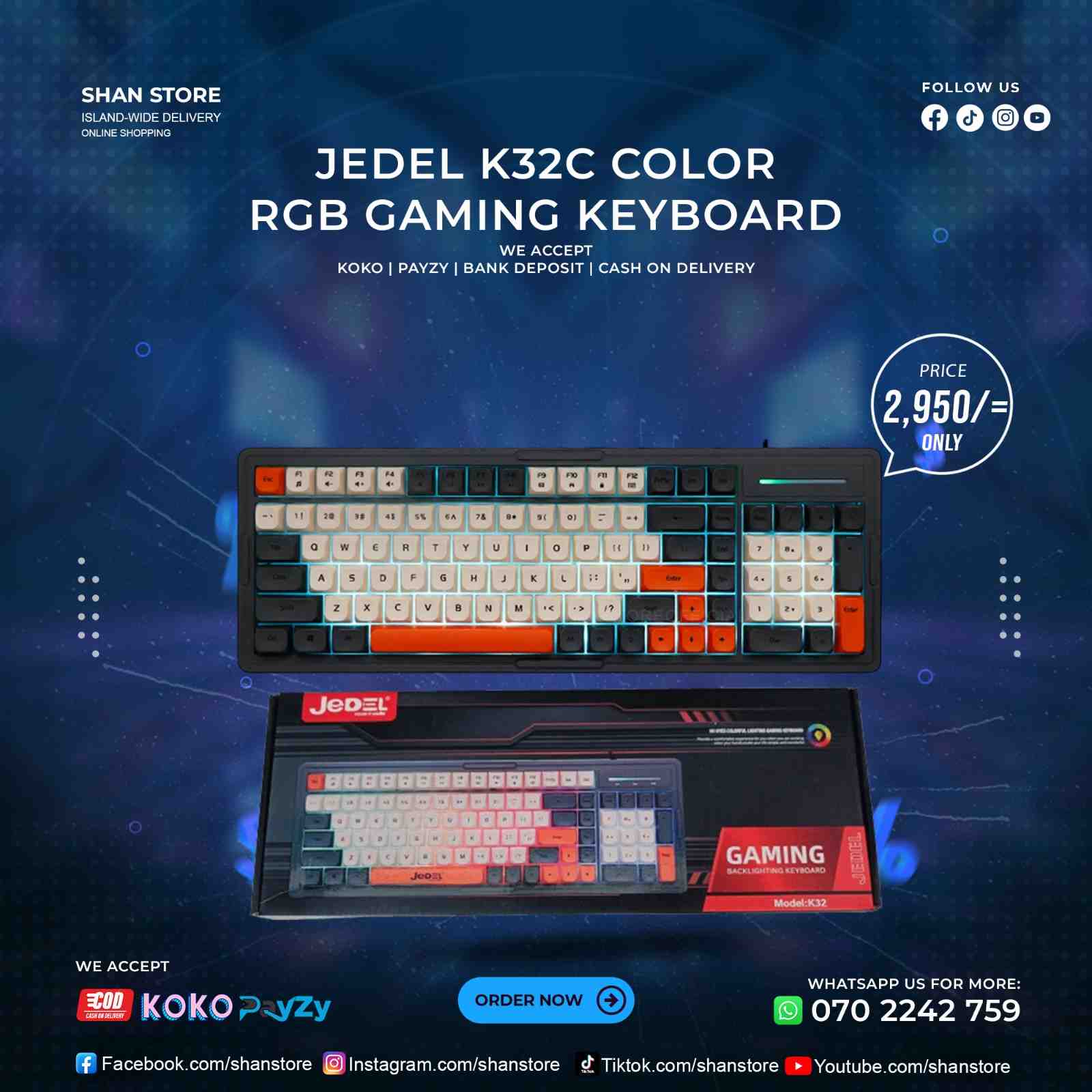 Jedel K32C RGB Gaming Keyboard