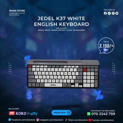 Jedel K37 White English Office Keyboard Shan Store