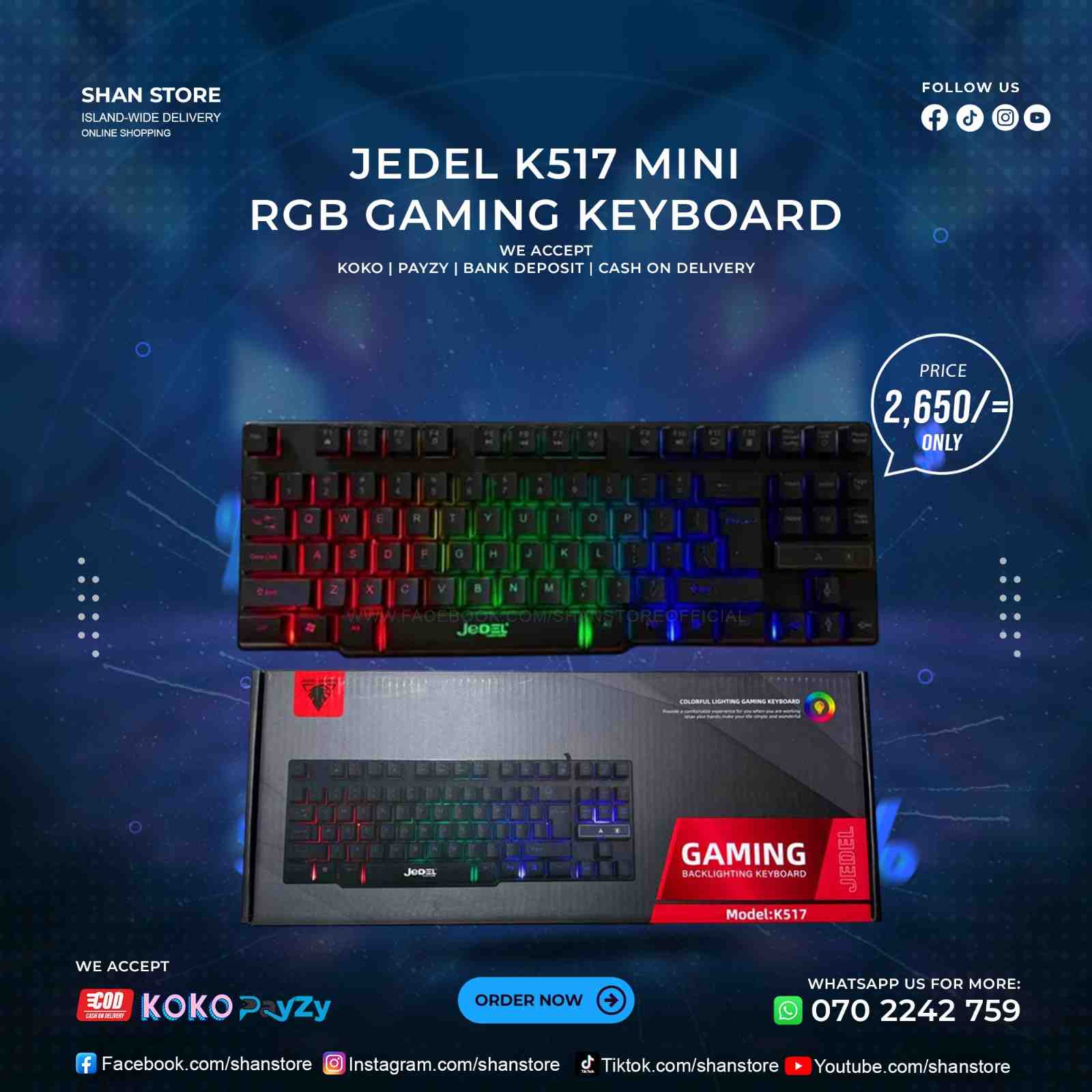 Jedel K517 Mini RGB Gaming Keyboard Shan Store