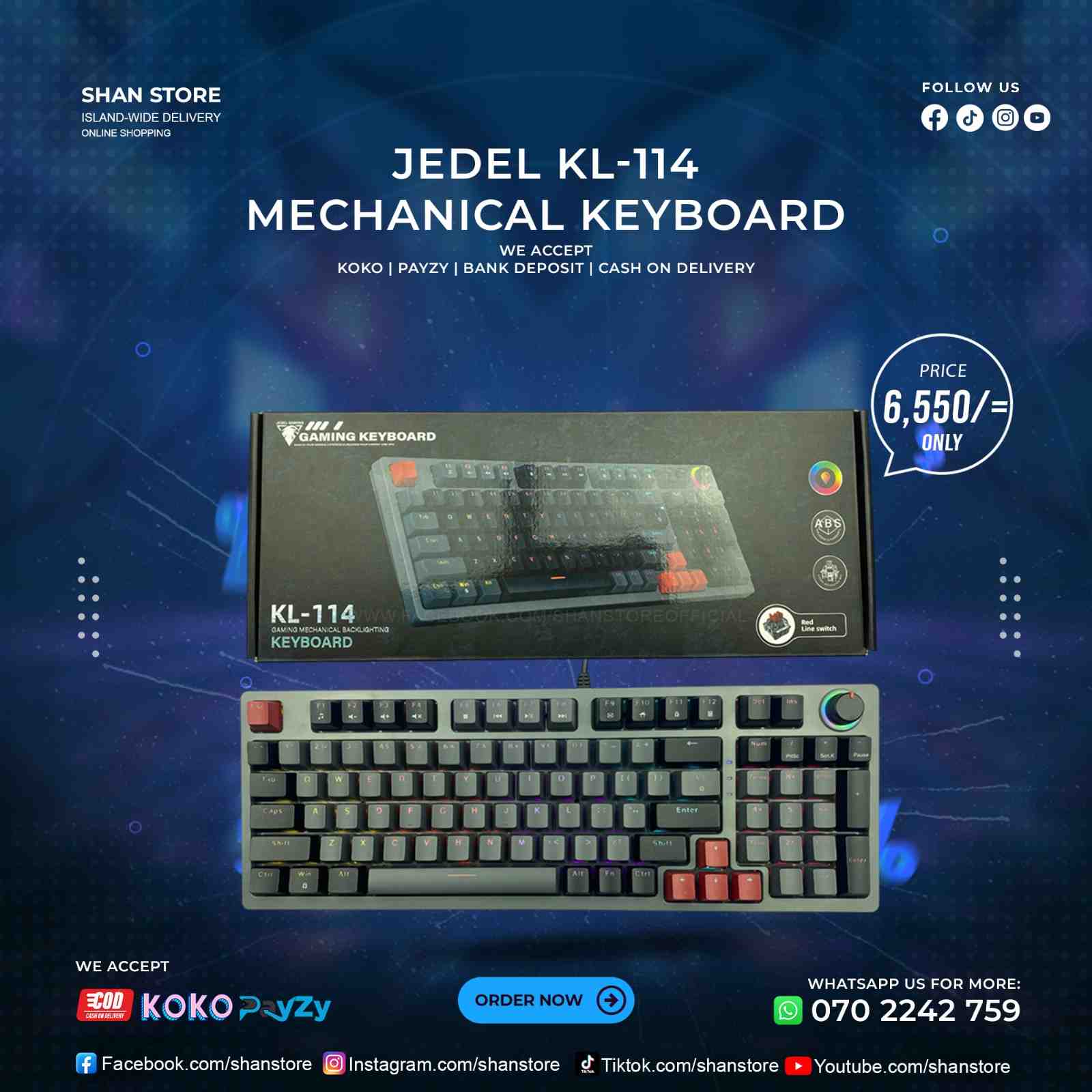 Jedel KL-114 Mechanical Keyboard Shan Store