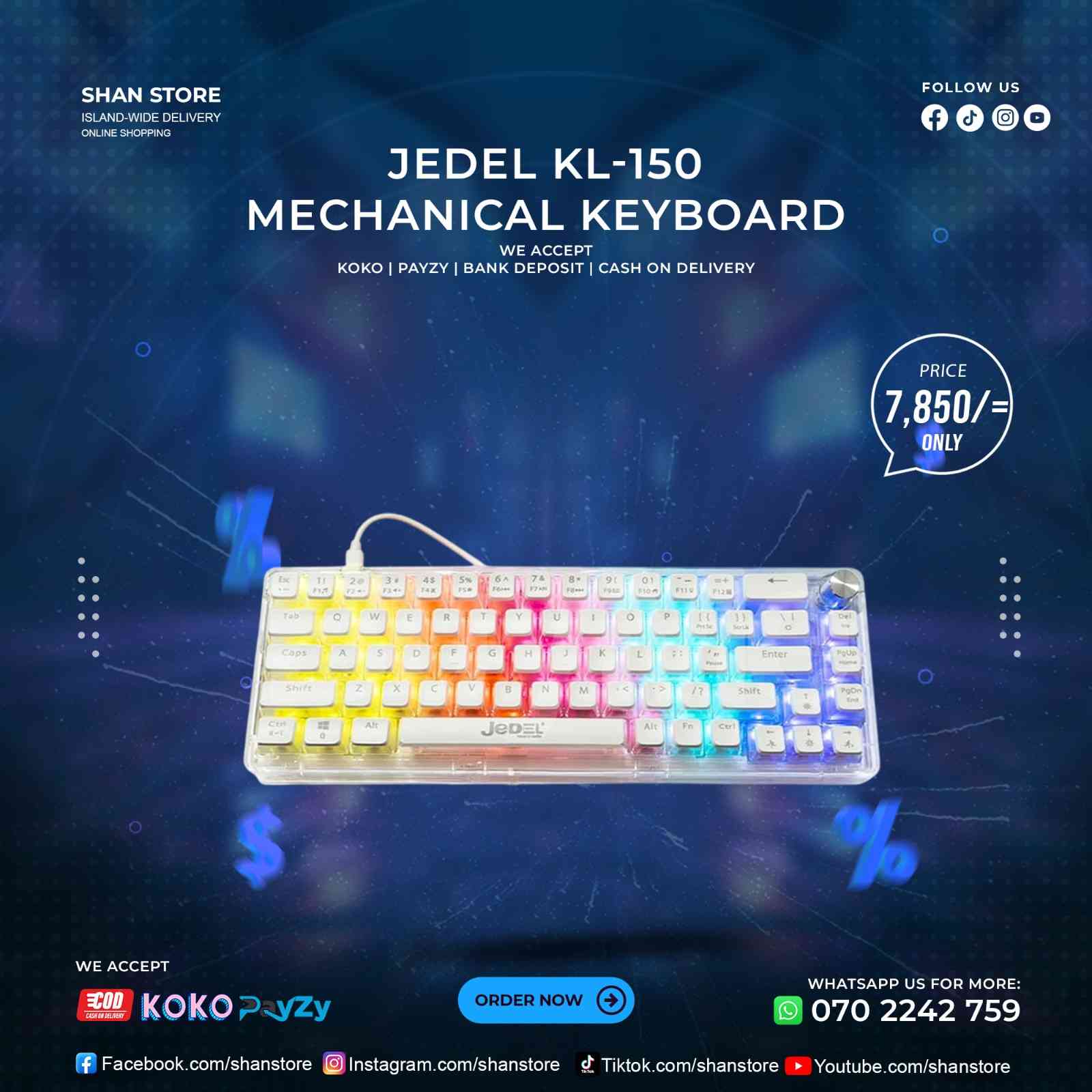 Jedel KL-150 Mechanical Keyboard Shan Store Jedel KL-150 Mechanical Keyboard Shan Store