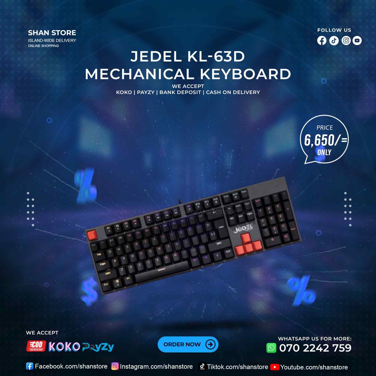 Jedel KL-63D Mechanical Keyboard Shan Store Jedel KL-63D Mechanical Keyboard Shan Store