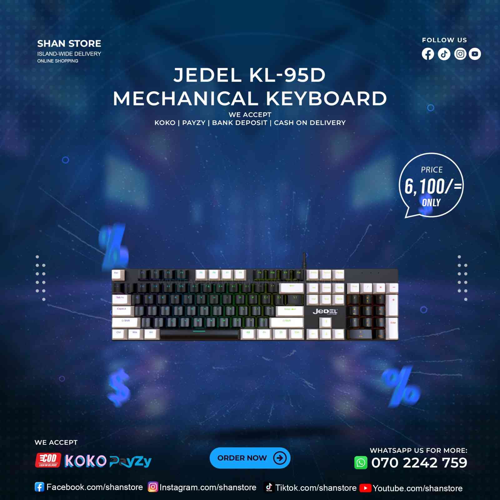 Jedel KL-95D Mechanical Keyboard Shan Store