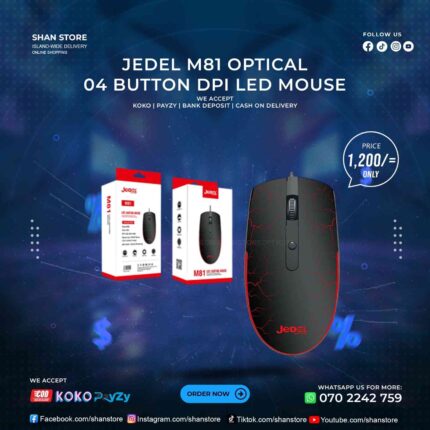 Jedel M81 LED Computer Mouse 04 Button DPI 1600