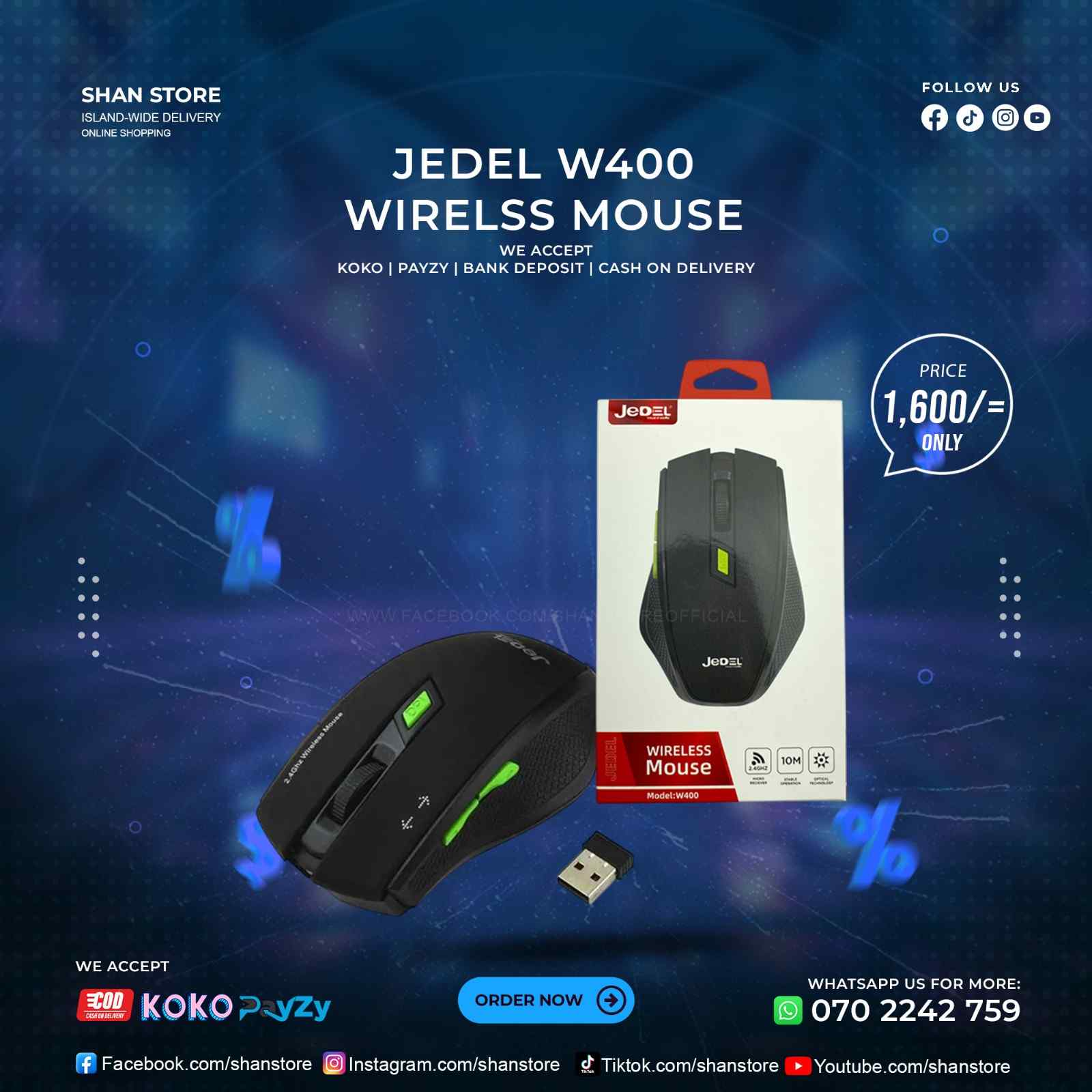 Jedel W400 Wireless Mouse Shan Store Jedel W400 Wireless Mouse Shan Store
