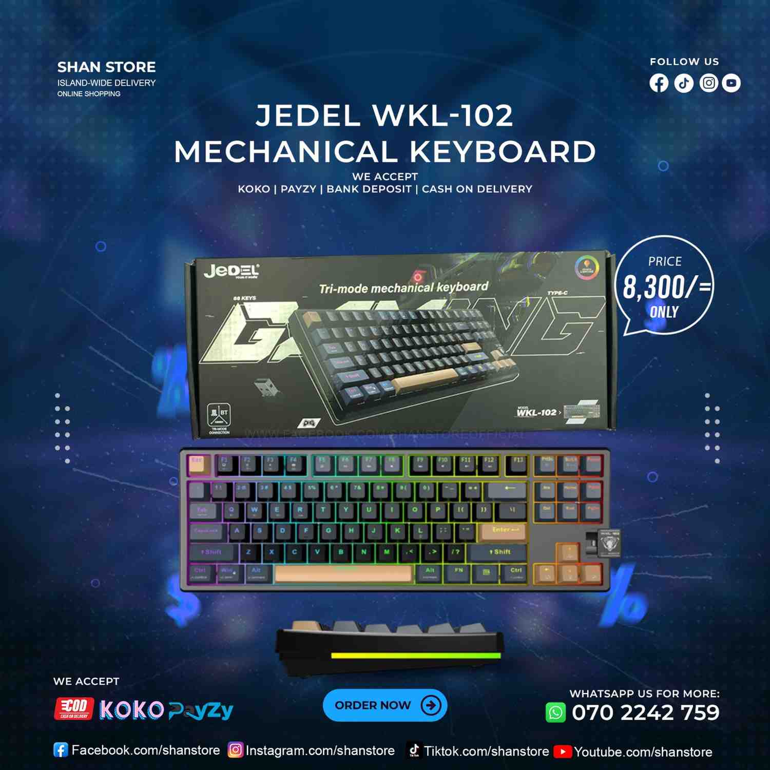 Jedel WKL-102 Mechanical Keyboard Shan Store