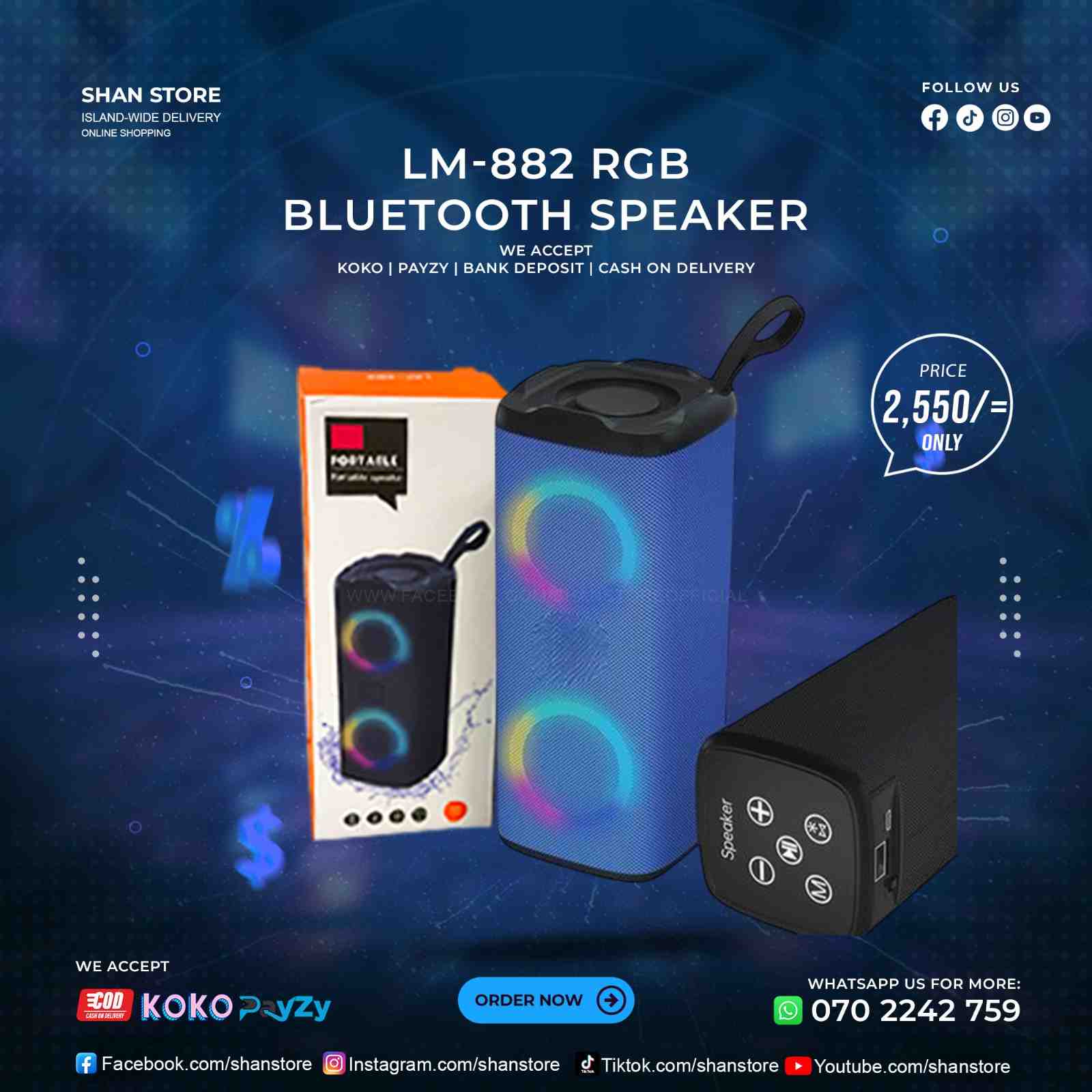 LM-882 RGB Portable Bluetooth Speaker