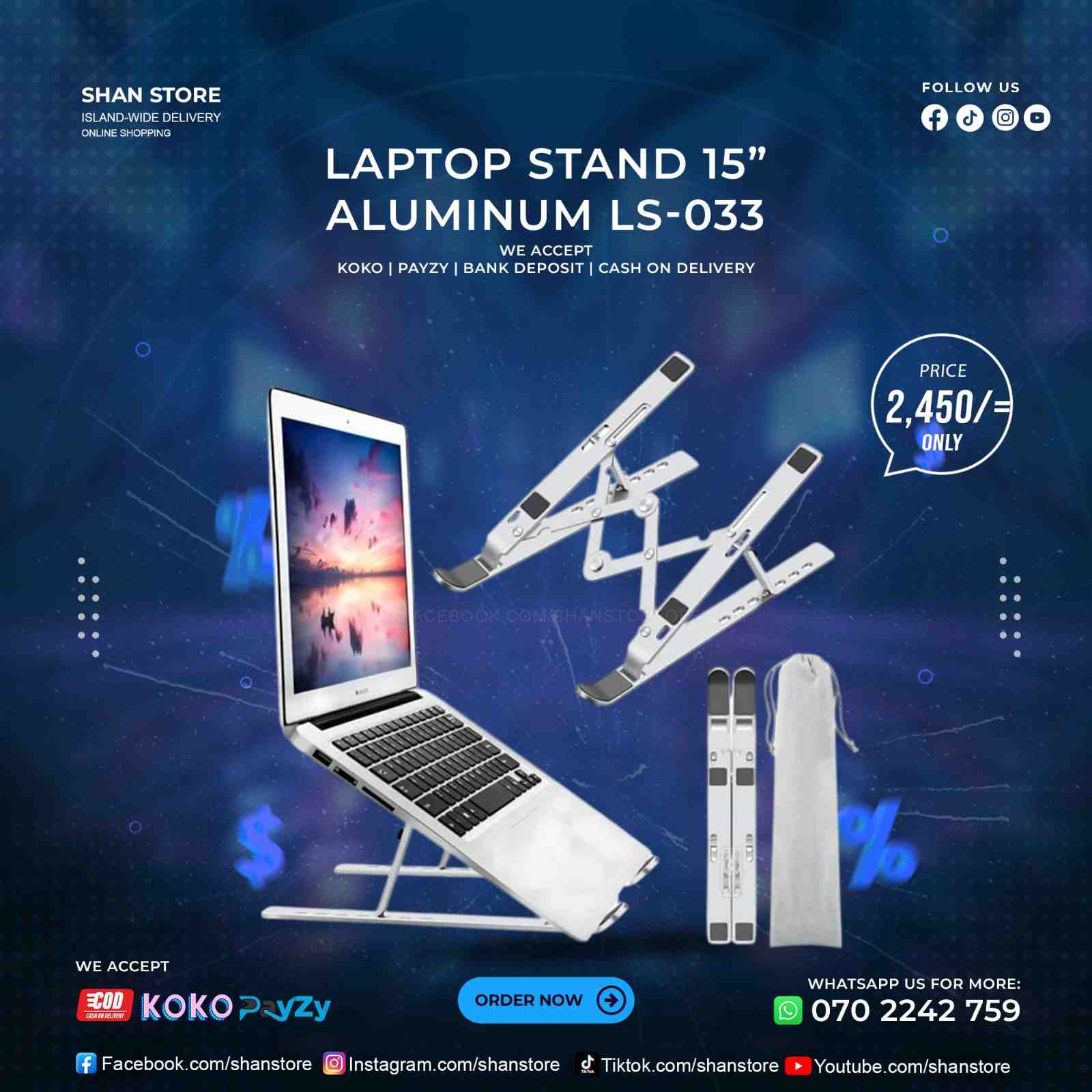 Laptop Stand 15' Aluminum LS-033 Shan Store
