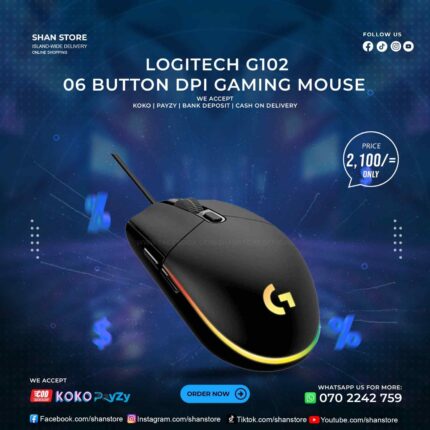 Logitech G102 RGB Gaming Mouse 06 Button DPI 3600 Shan Store