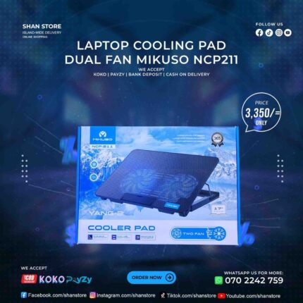 Mikuso NCP211 Laptop Cooling Pad Dual Fan 2 USB Shan Store