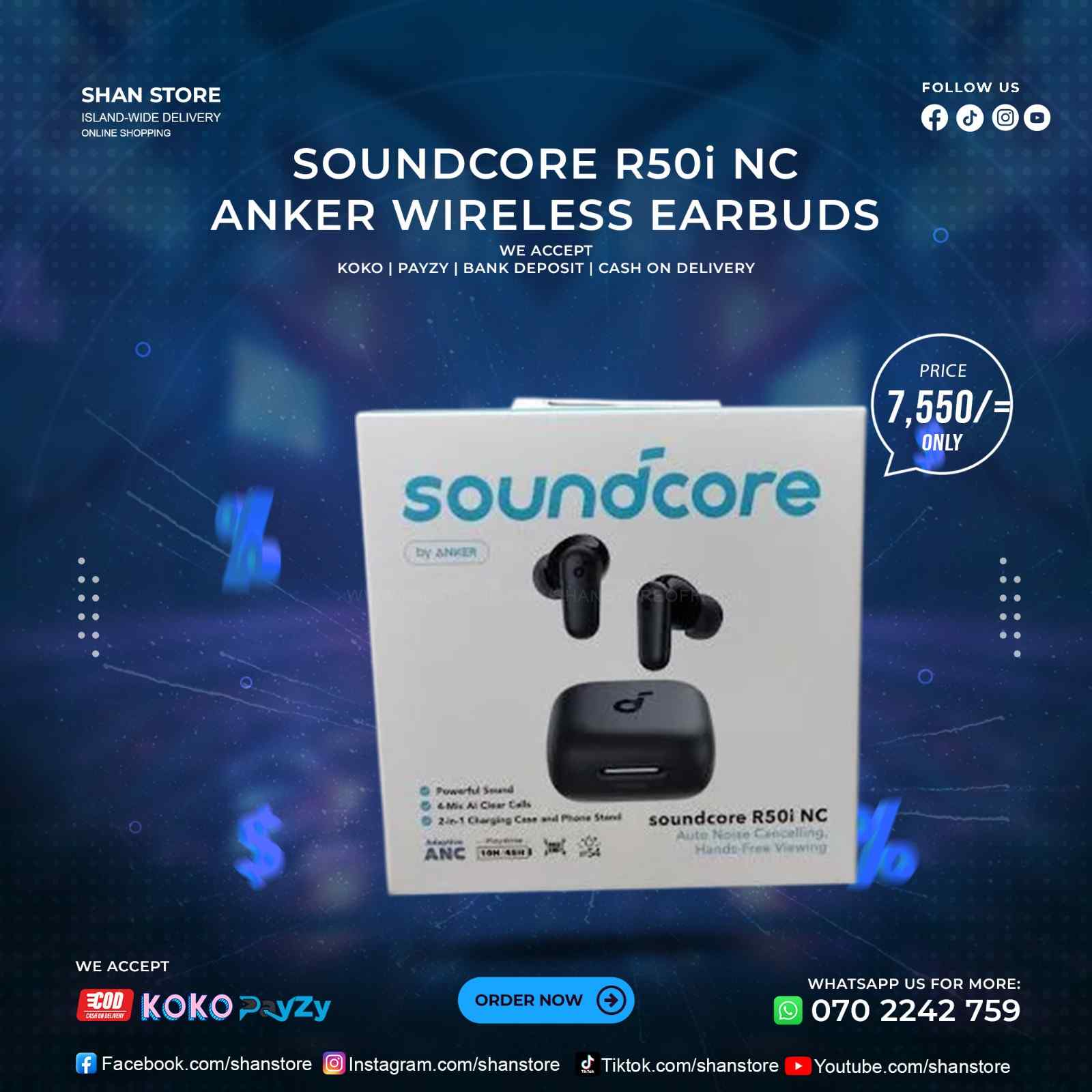 Soundcore R50i NC Anker Wireless Earbuds Shan Store Soundcore R50i NC Anker Wireless Earbuds Shan Store