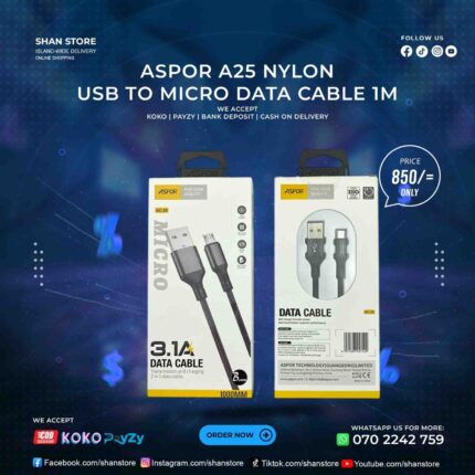 USB To Micro Data Cable 1M Length Aspor A25