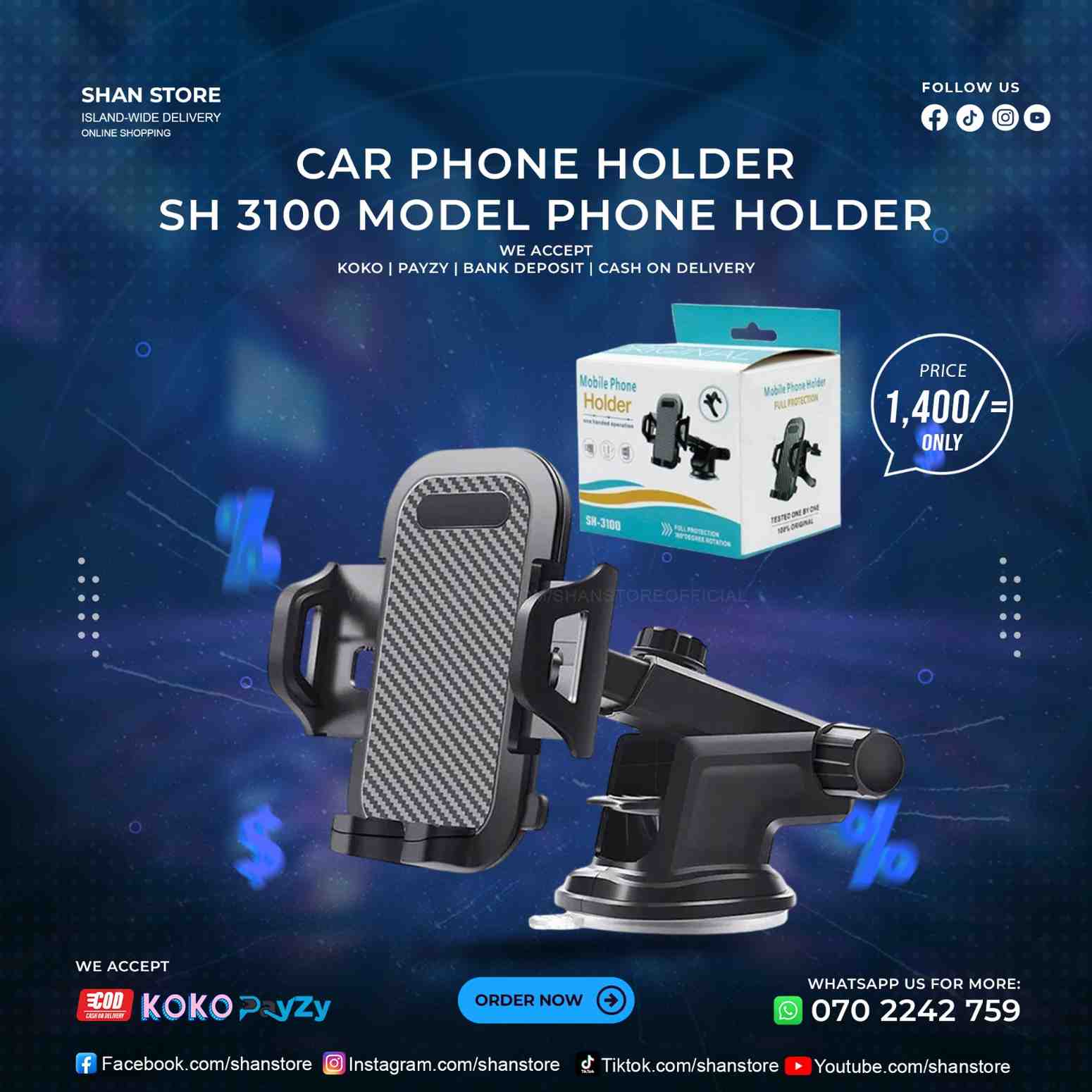 Vehicle Phone Holder SH-3100 Model Shan Store