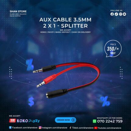3.5mm AUX Cable Splitter Female To 2 Male