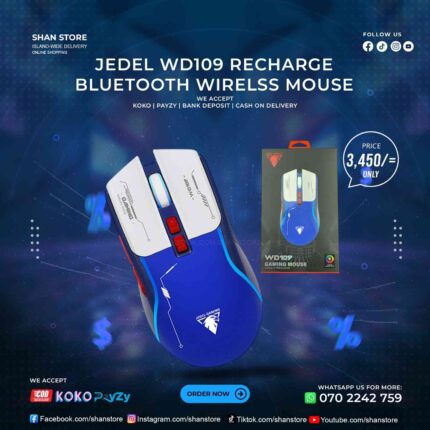 Jedel W109 RGB Rechargeable Bluetooth Wireless Mouse Shan Store