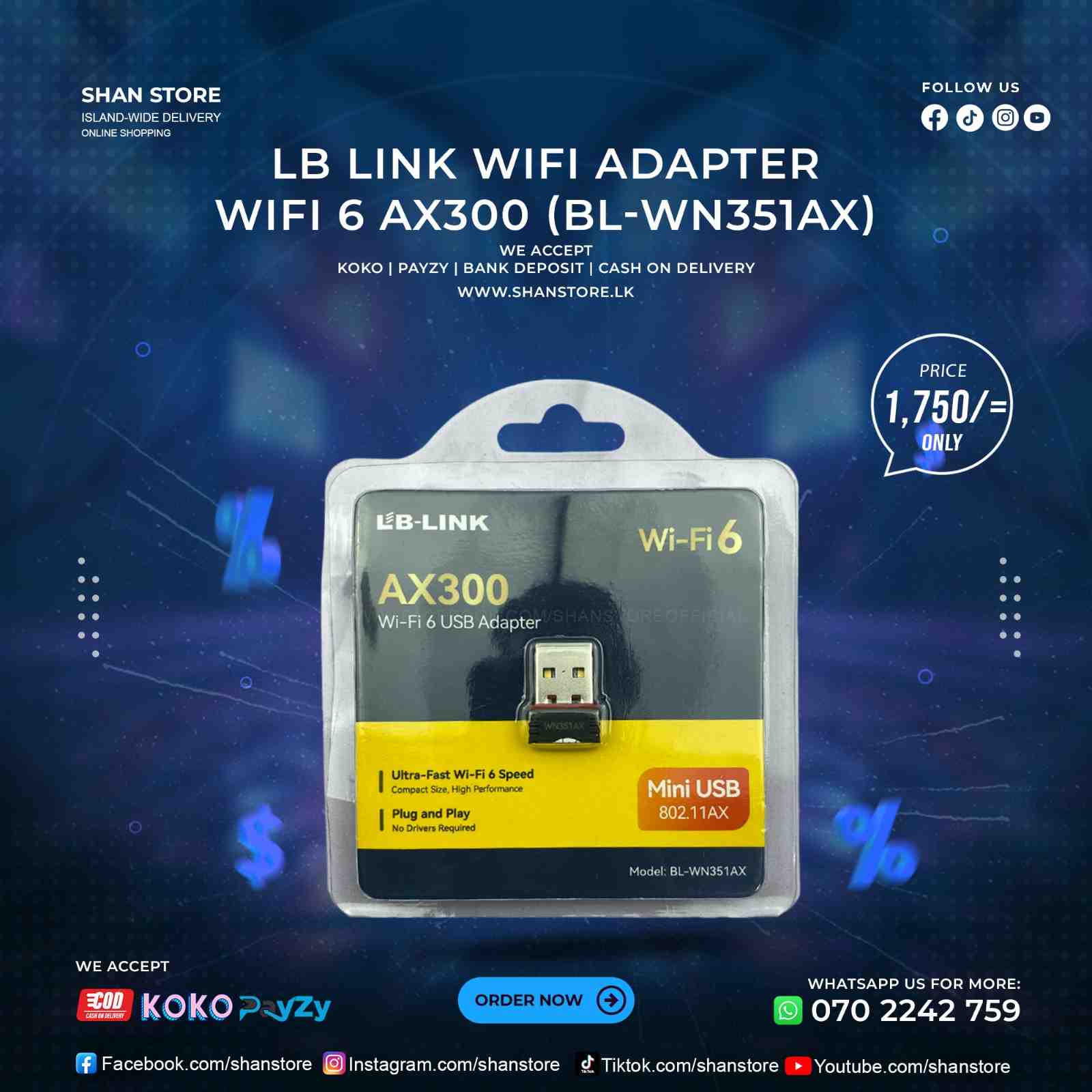 LB Link WiFi Adapter AX300 WiFi 6 (BL-WN351AX) LB Link WiFi Adapter AX300 WiFi 6 (BL-WN351AX)