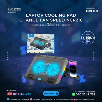 Mikuso NCP218 RGB Laptop Cooling Pad Dual Fan Change Fan Speed Shan Store
