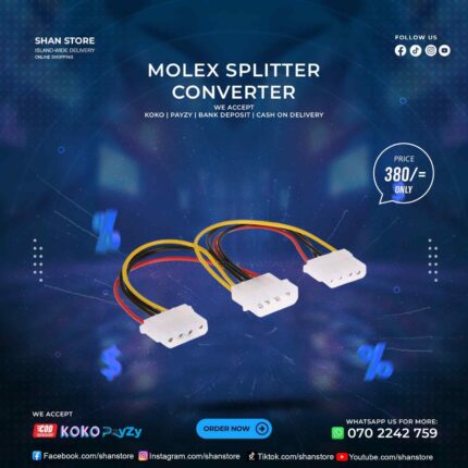 Molex Male To Molex 2 Female Power Converter Cable