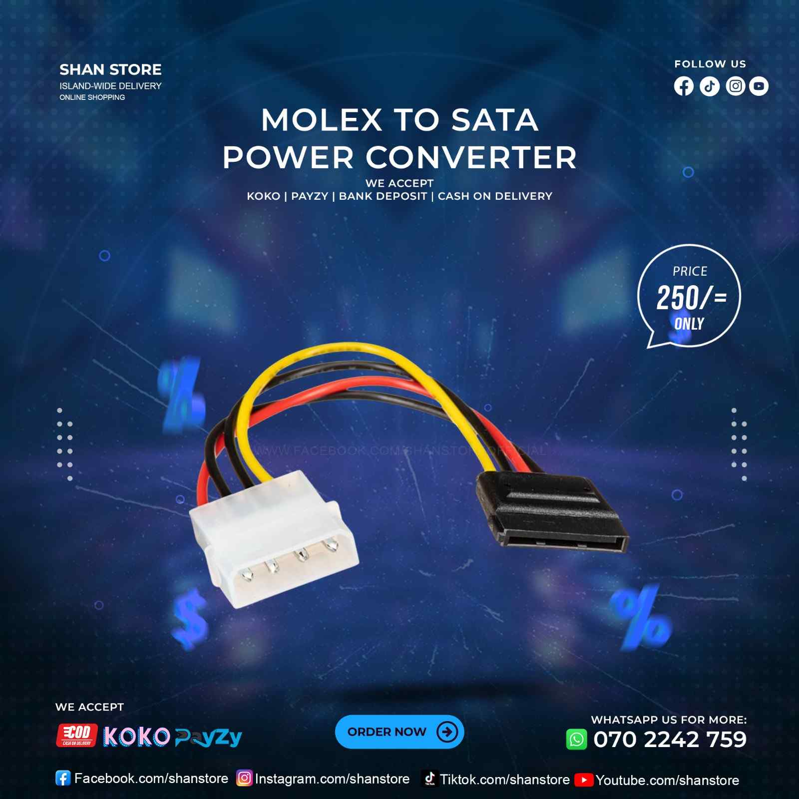 Molex To Sata Power Converter Cable Molex To Sata Power Converter Cable