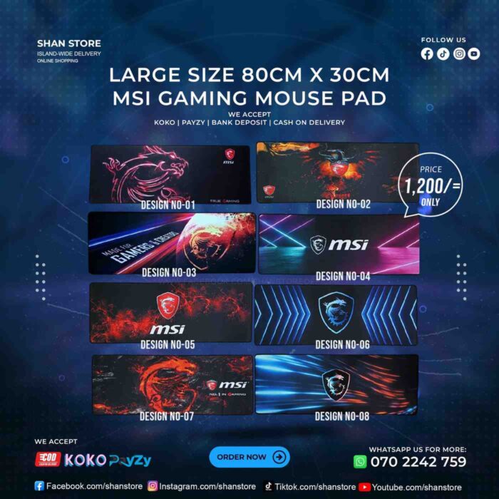 Large Gaming Mouse Pad 80cm x 30cm MSI Design - Shan Store | Online ...
