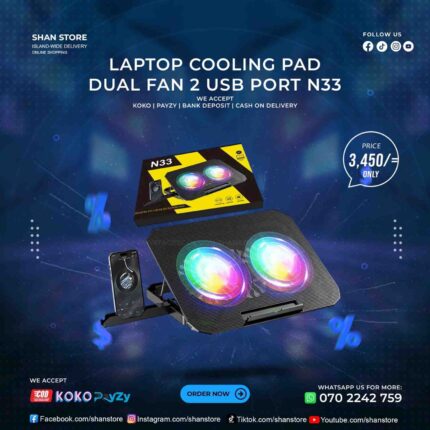 N33 Laptop Cooling Pad Dual Fan 2 USB Shan Store
