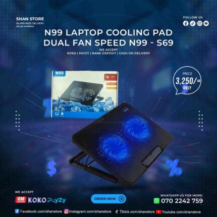 N99 Laptop Cooling Pad Dual Fan 2 USB Shan Store