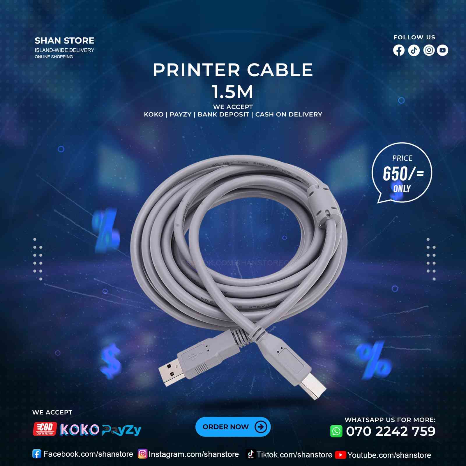 Printer Cable 1.5M Printer Cable 1.5M
