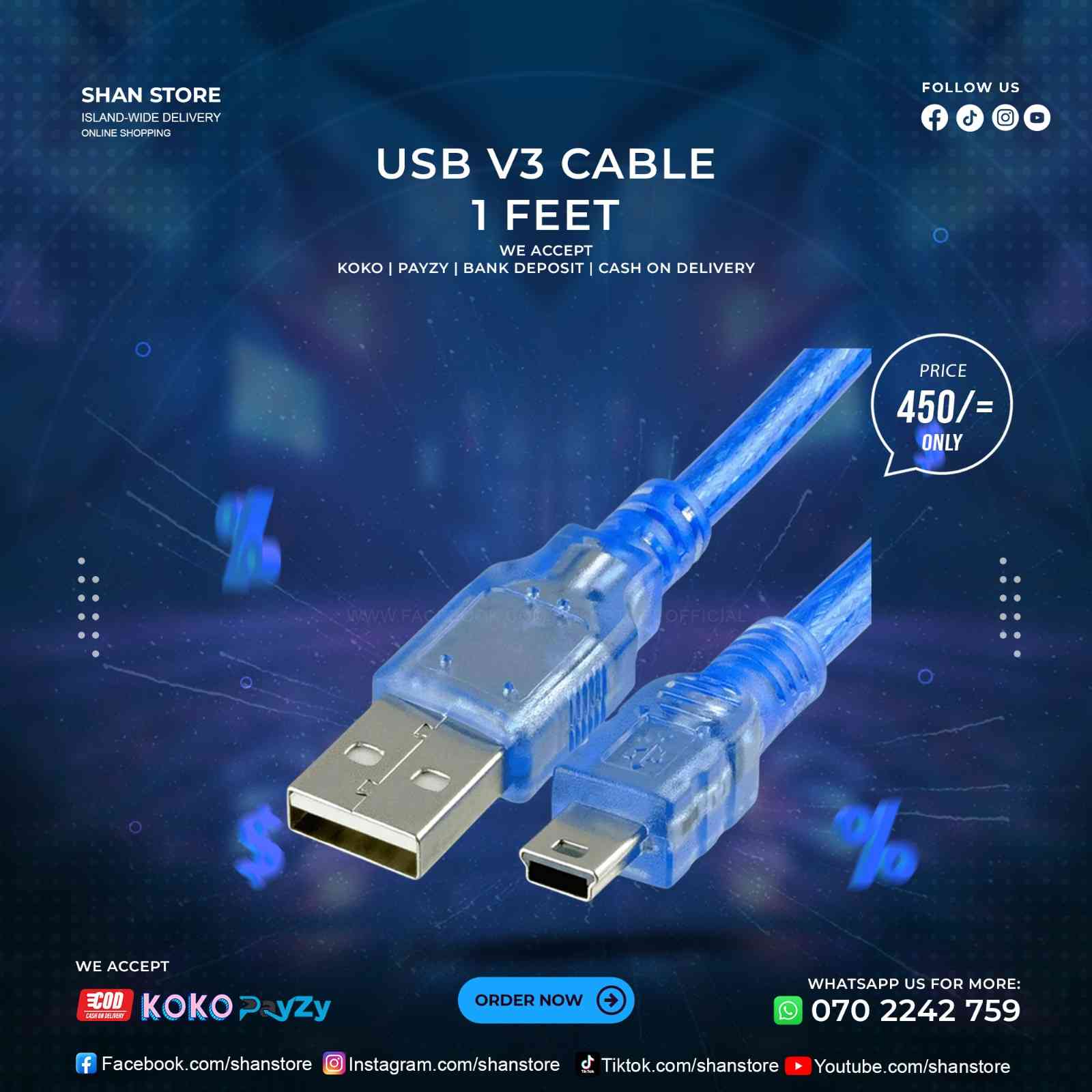 USB V3 Cable 1 Feet