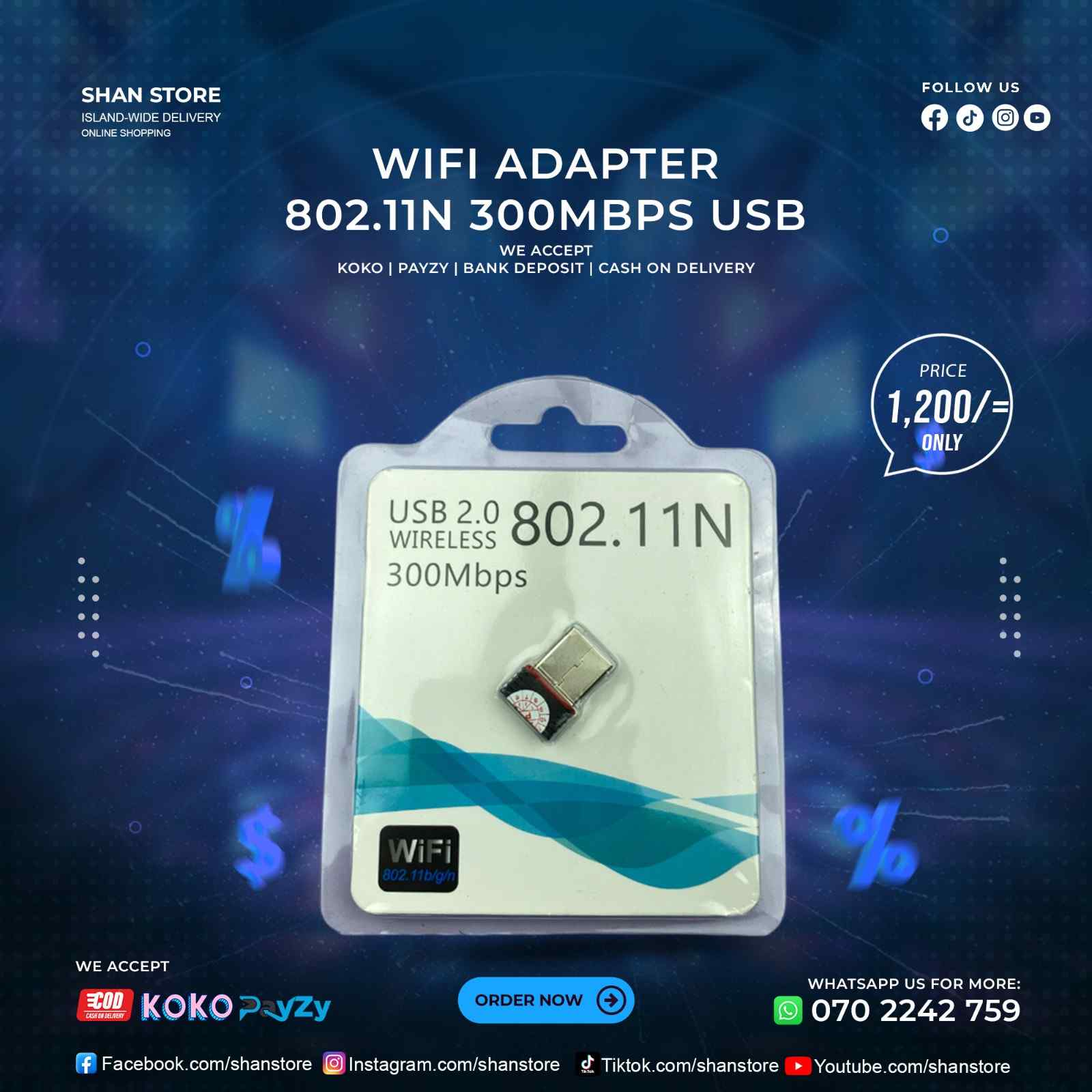 WiFi Adapter 802.11N 300MBPS USB