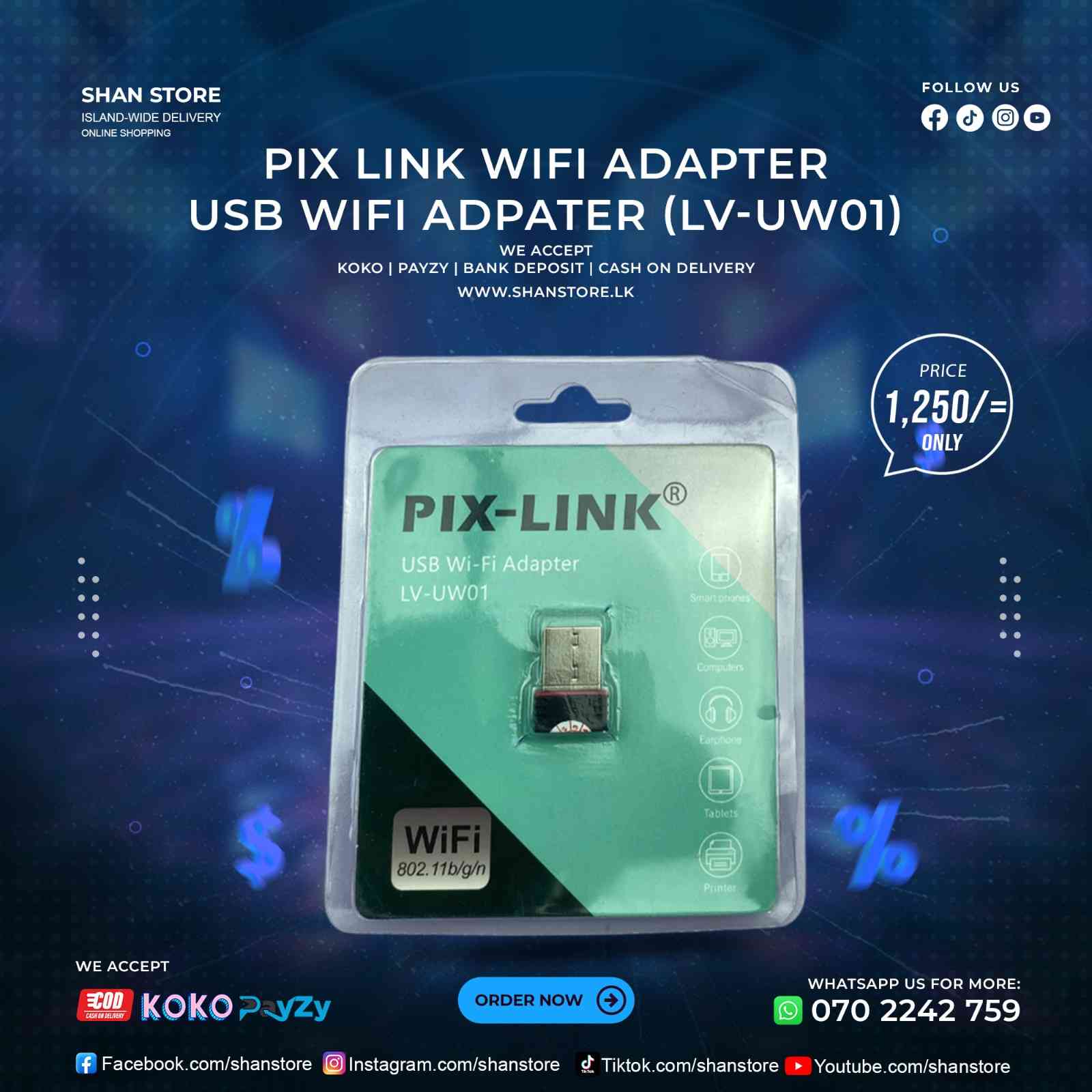 WiFi Adapter Pix Link-LVUW01 150MBPS USB WiFi Adapter Pix Link-LVUW01 150MBPS USB