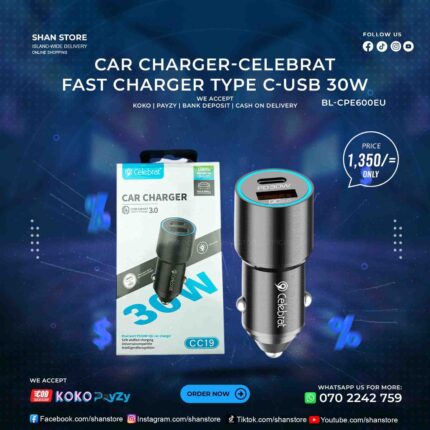 Car Charger Fast Charger 30W Type C USB Output Celebrat
