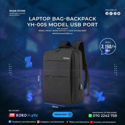 Laptop Bag Back Pack Dual Pocket YH005 Model Can Put Any Laptop USB Port