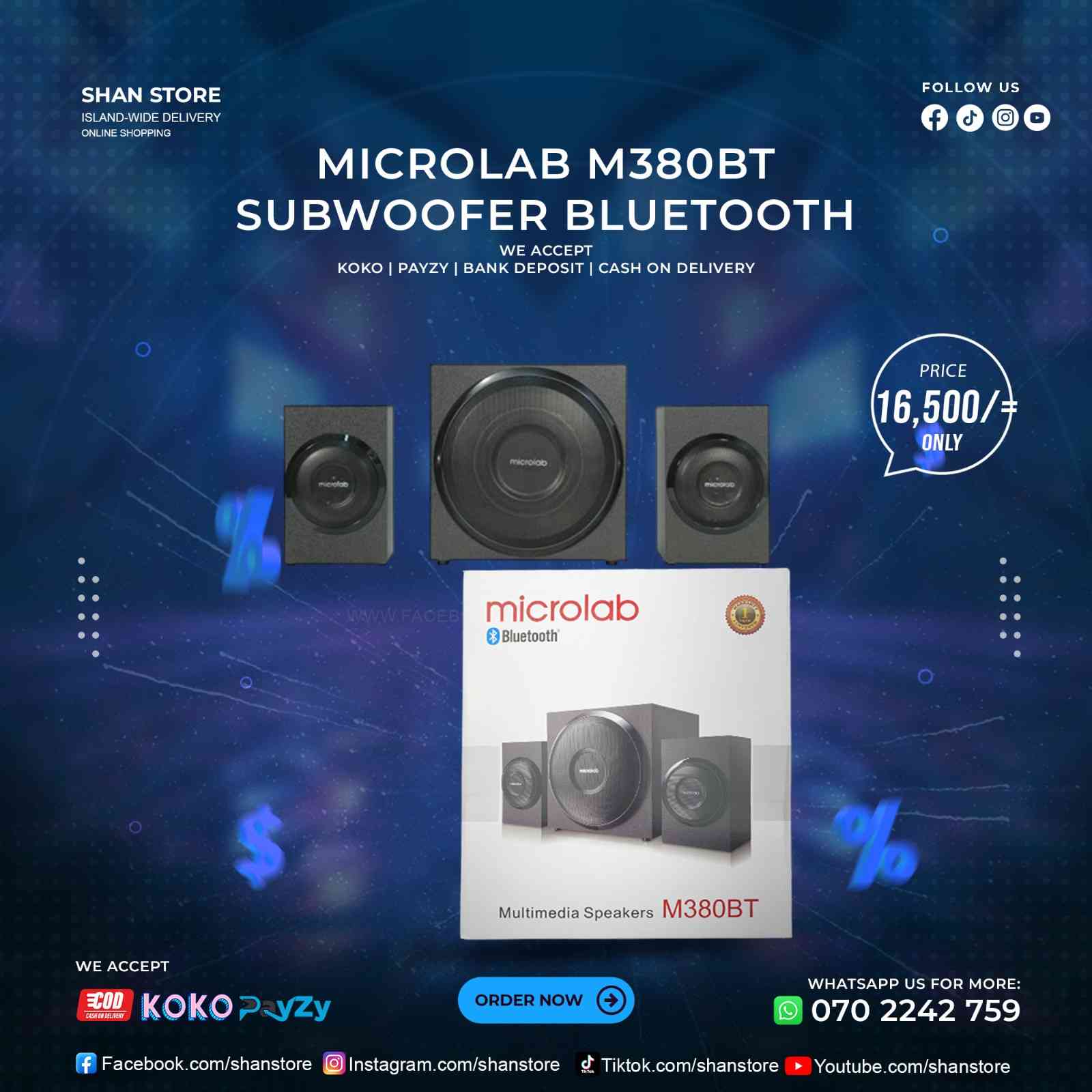 Microlab M380BT Multimedia Subwoofer Bluetooth USB AUX SD Card Microlab M380BT Multimedia Subwoofer Bluetooth USB AUX SD Card