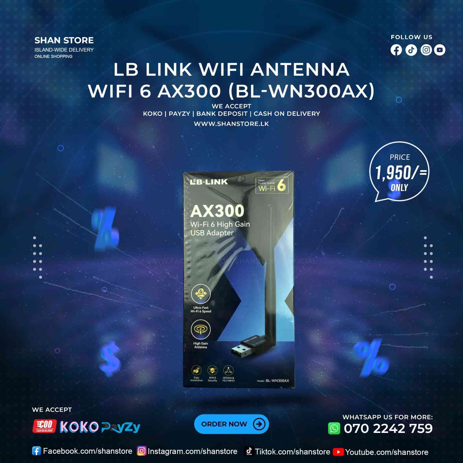 WiFi Adapter Antenna LB Link 300MBPS AX300 BL-WN300AX