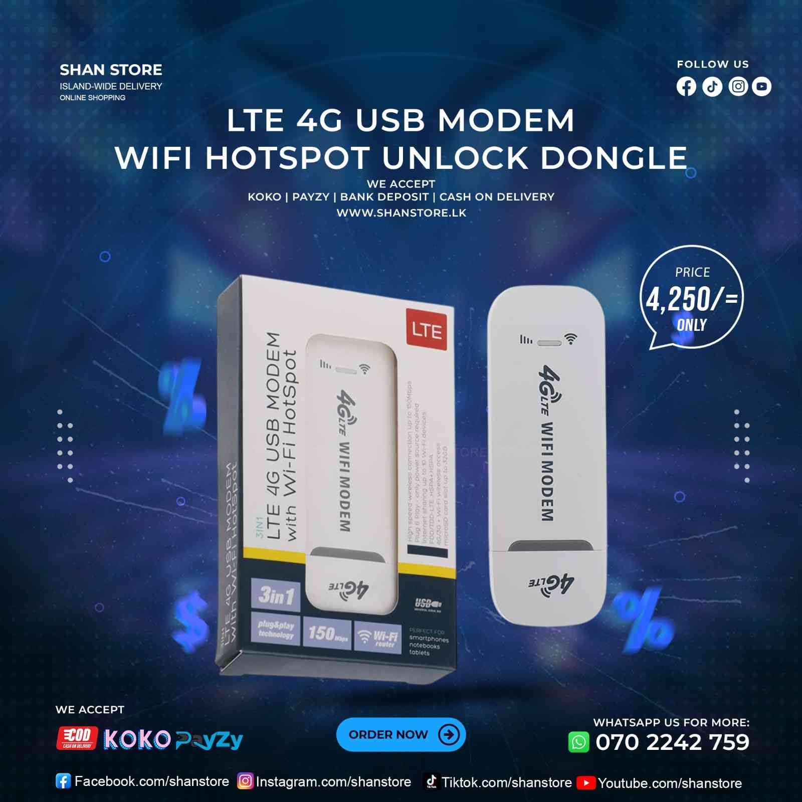 4G LTE USB Dongle WiFI Hotspot Unlock Dongle