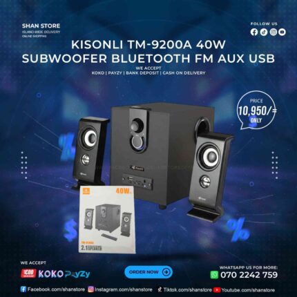 Kisonli TM-9200A 40W Subwoofer FM Bluetooth USB AUX SD Card