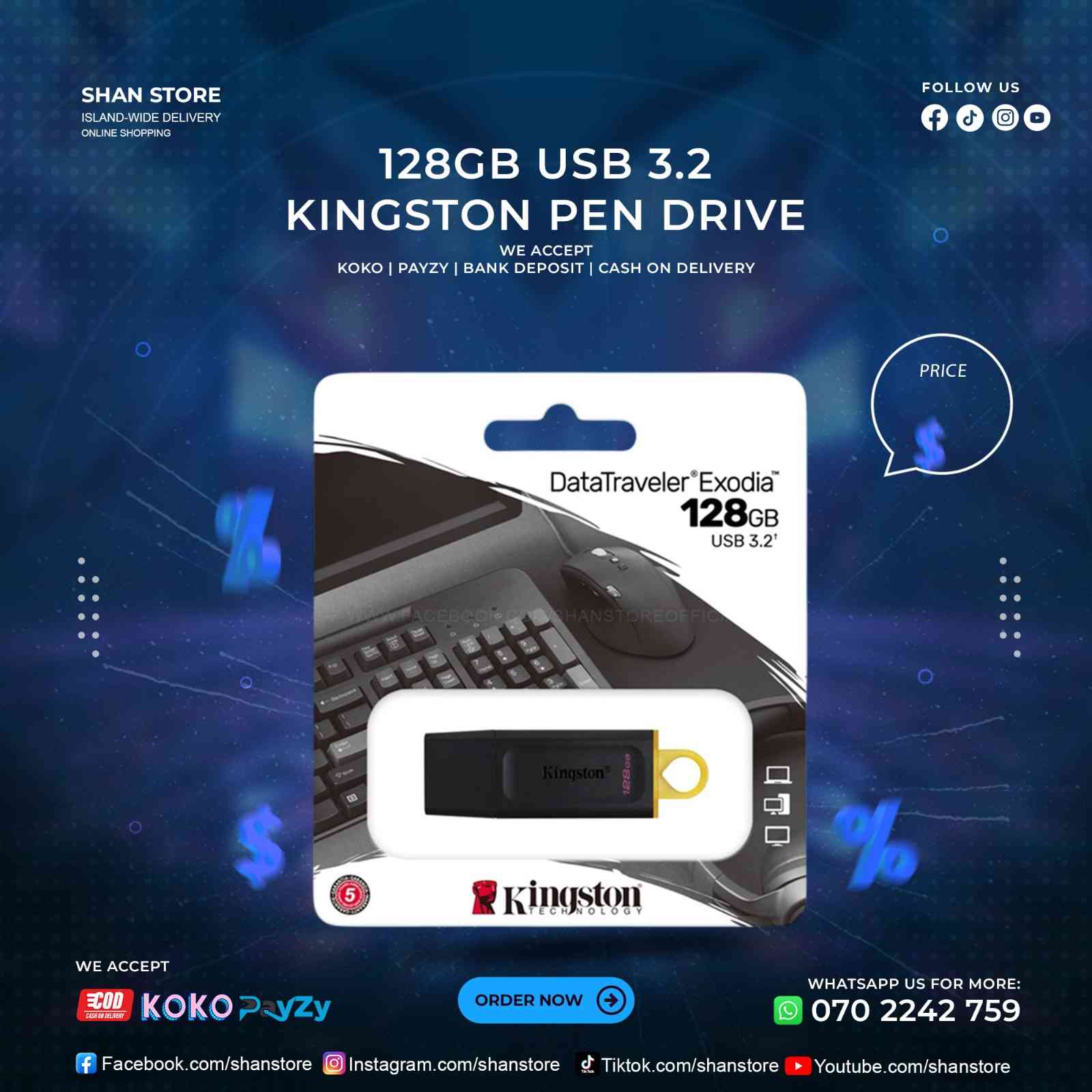 128GB Kingston Pen Drive USB 3.2 128GB Kingston Pen Drive USB 3.2